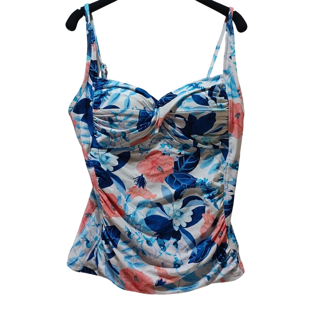 Seafolly‎ Australia Tropical Hibiscus Tankini Swim Top 16 Beach Pool Resort